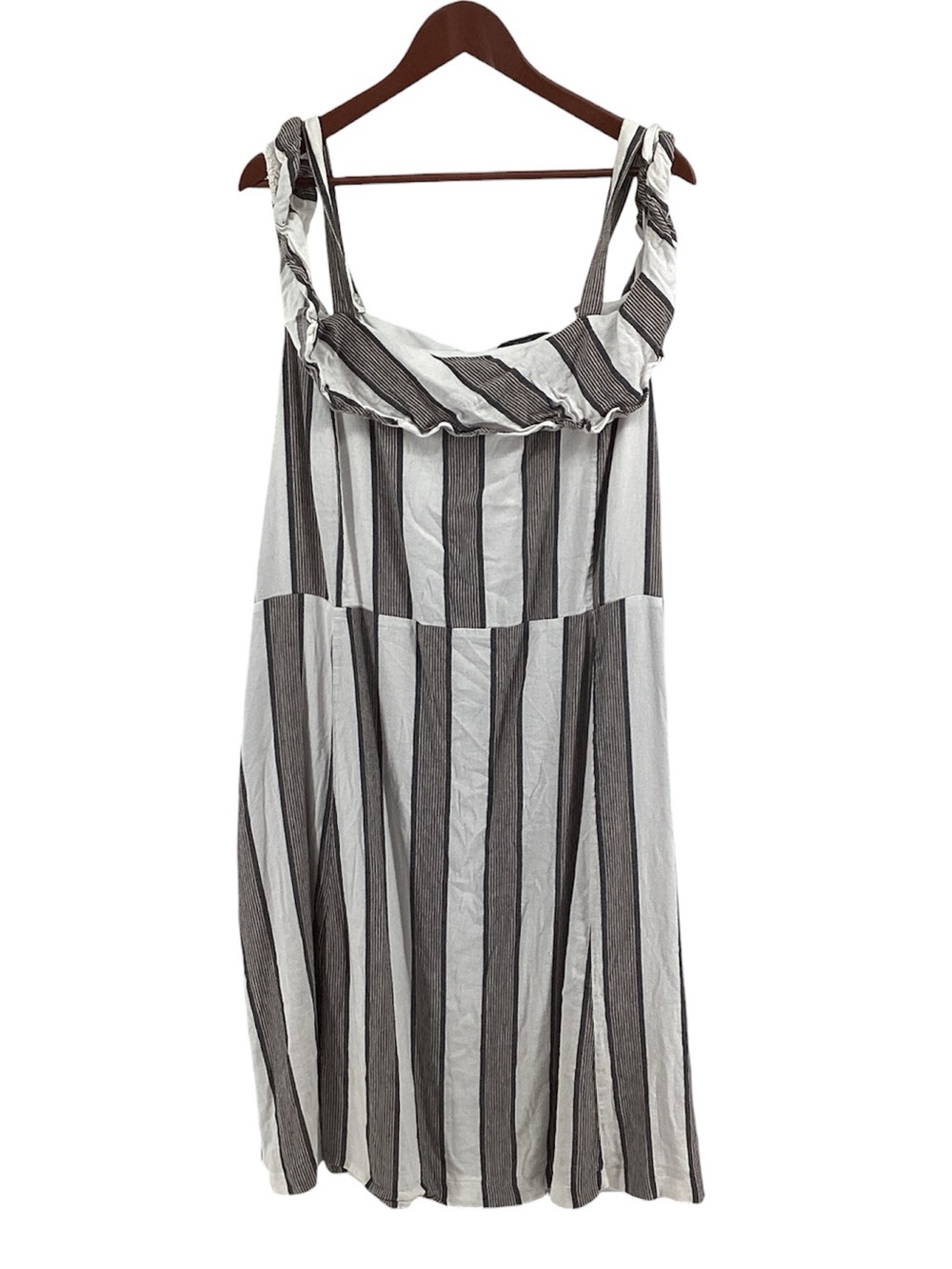🦋 Michel Studuo Collection Striped Sleeveless Ruffle Neck Dress, Size 28